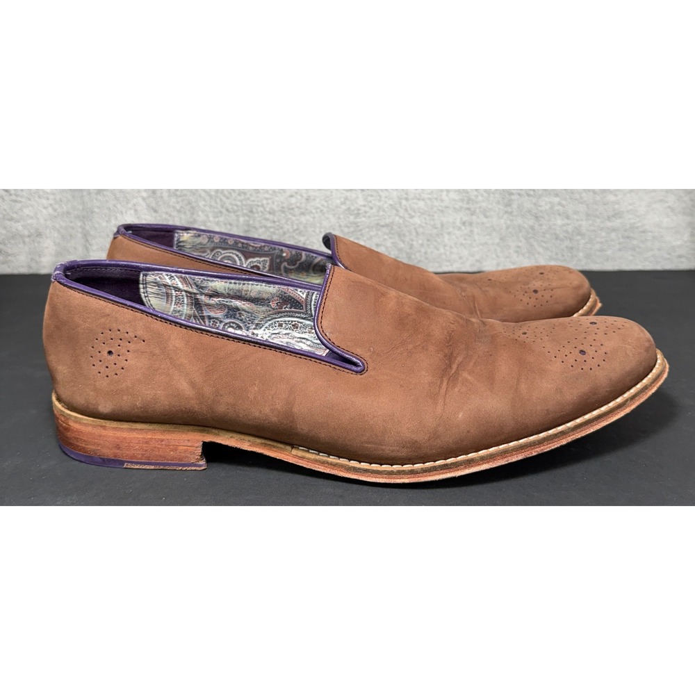 Robert Graham MOMA Loafers Mens Size 11.5 D Brown Purple Leather Paisley IN1002‎
